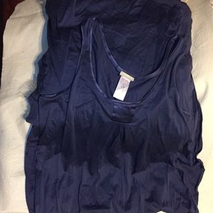 Hanro long purple gown satin trim Sz S